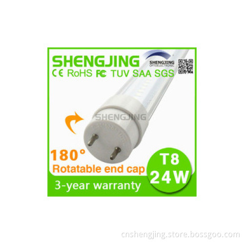 tube 8 led light tube 24w with 180 degree rotatable end cap